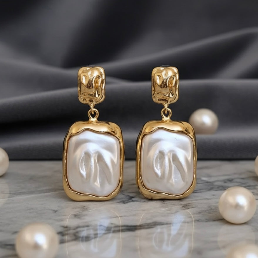 Elegant Vintage Statement Baroque Pearl Drop Earrings for Women