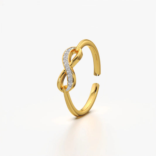 Premium Gold Plated Infinity Adjustable Ring With Elegant Cubic Zirconia