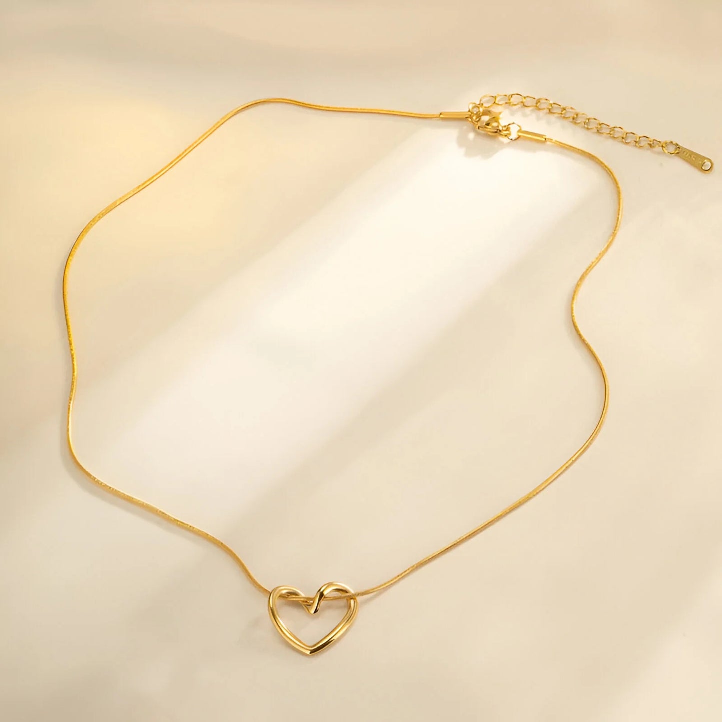 Minimalist Love Heart Locket with Snake Chain Necklace