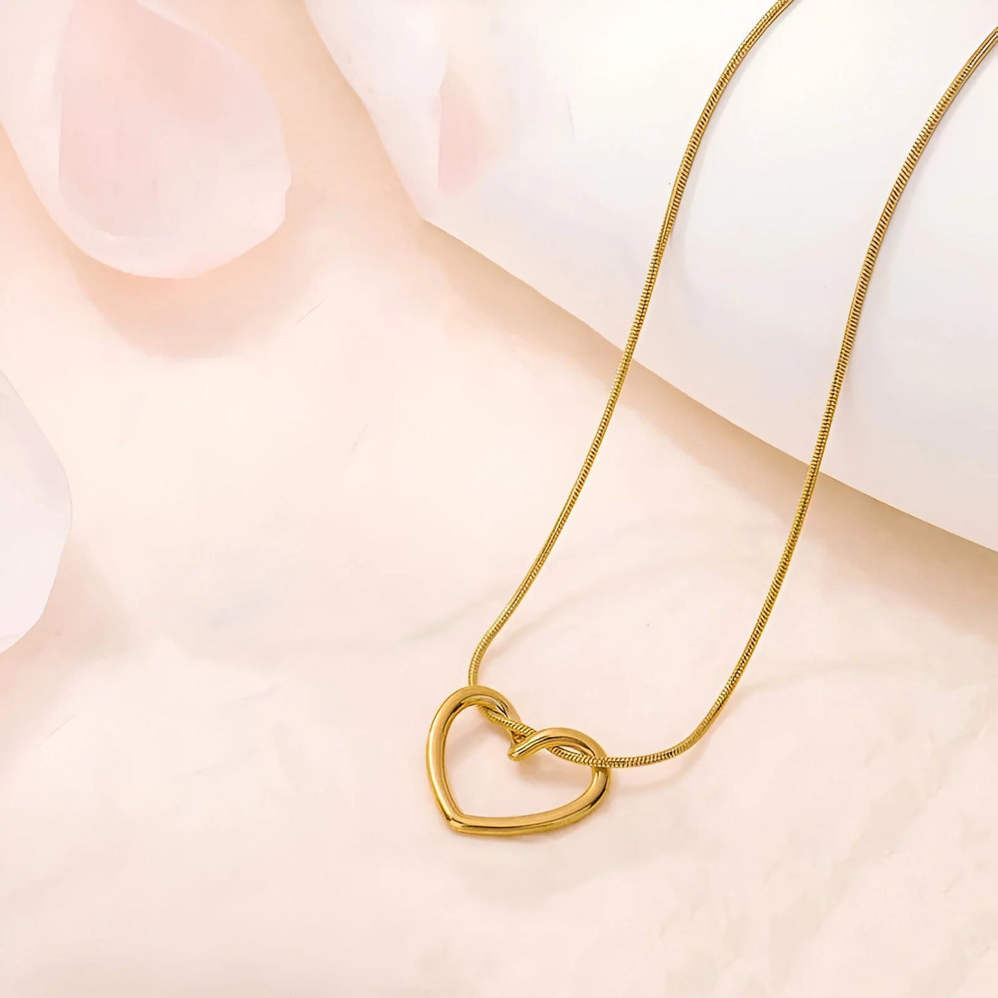Minimalist Love Heart Locket with Snake Chain Necklace