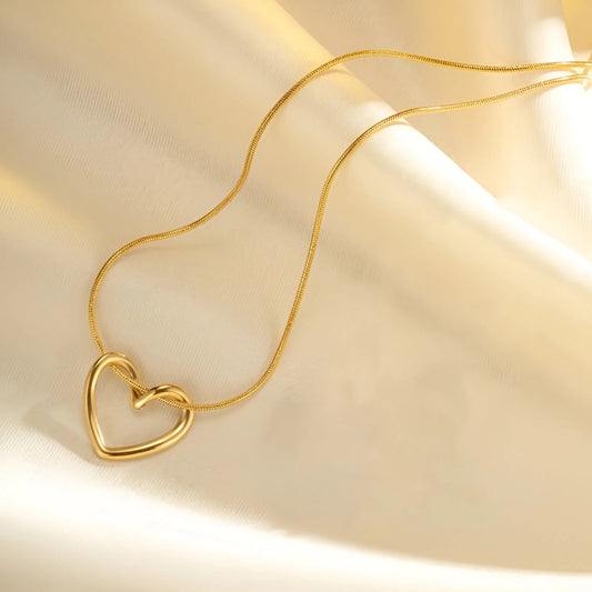 Minimalist Love Heart Locket with Snake Chain Necklace
