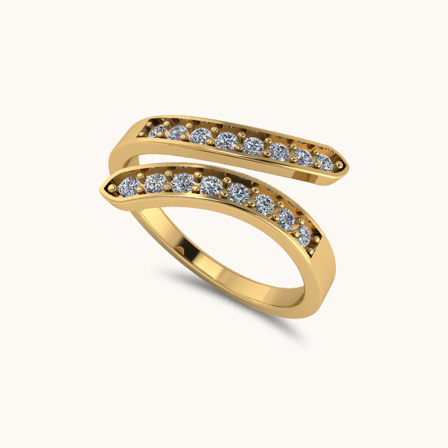 Elegant Adjustable Open Band Gold Plated Ring with Sparkling Cubic Zirconia Stones
