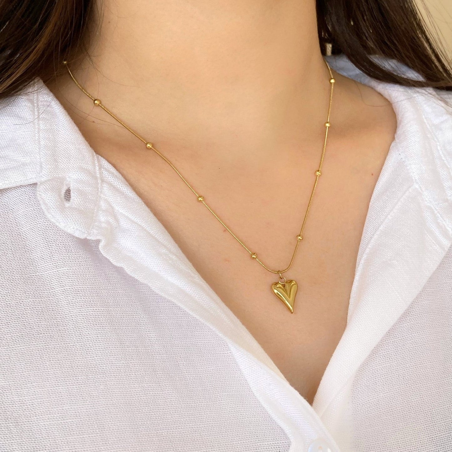 Elegant Gold-Plated Heart Pendant Chain – Minimal & Timeless Design