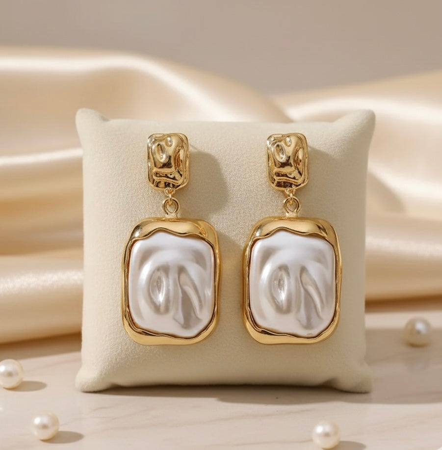 Elegant Vintage Statement Baroque Pearl Drop Earrings for Women
